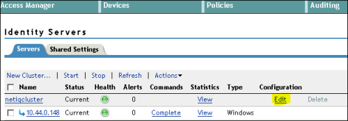 Admin console Admin console